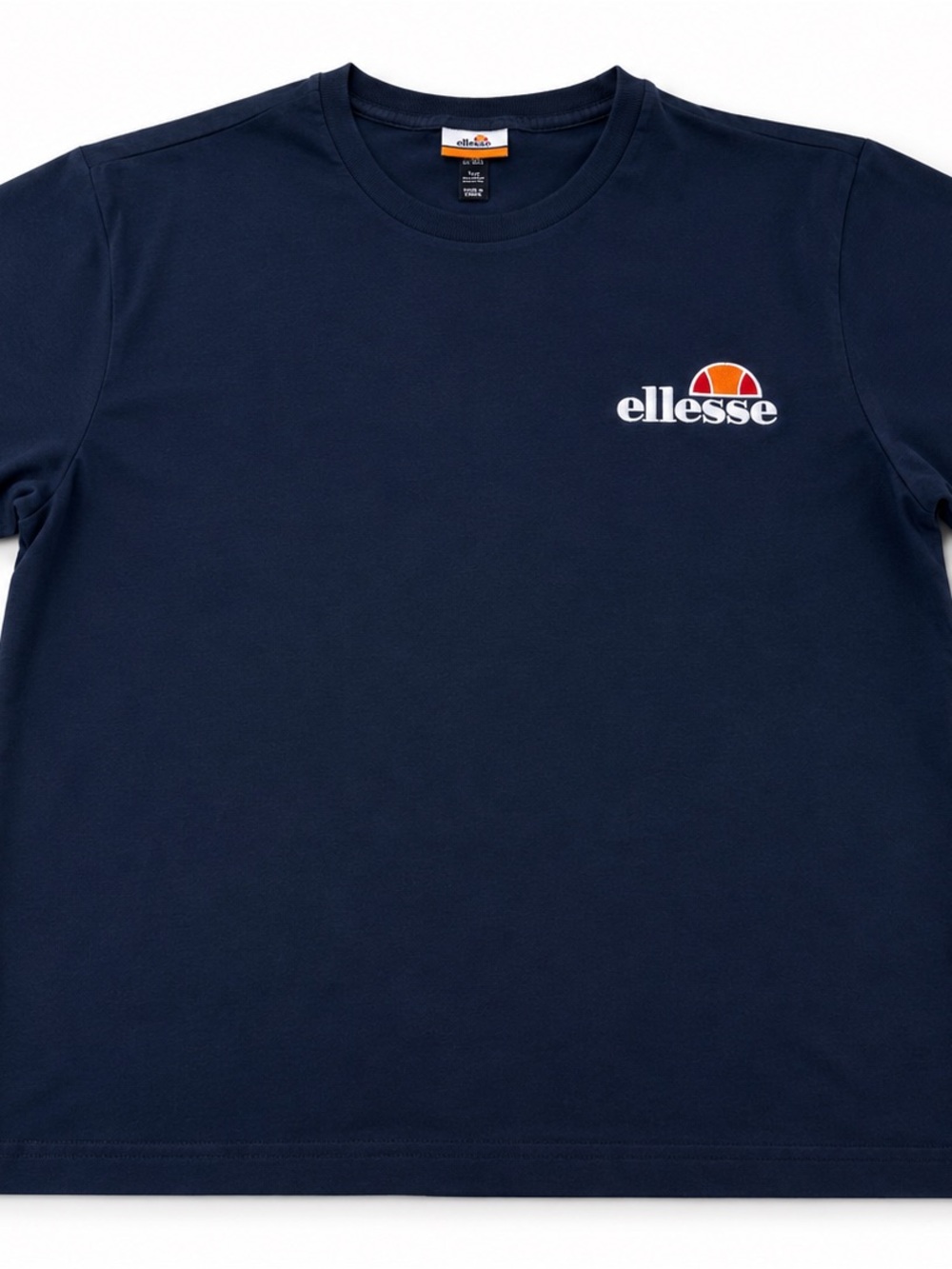 Ellesse Navy Short Sleeve Logo Tee with Orange Accent